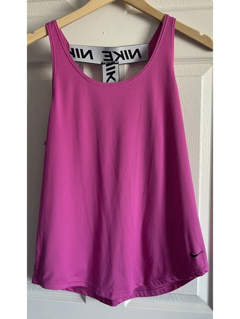 NIKE Tank Top Womens M Pink T Strap Racerback Logo Dri-Fit Athletic Running